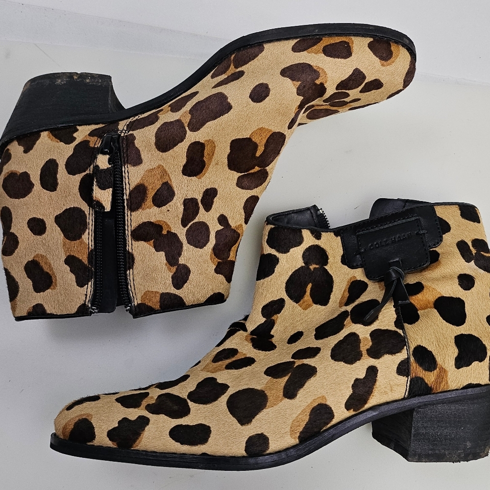 Cole Haan Grand Joahna Haircalf Bootie Boots Side Zipper Womens Size 7.5B W18105
